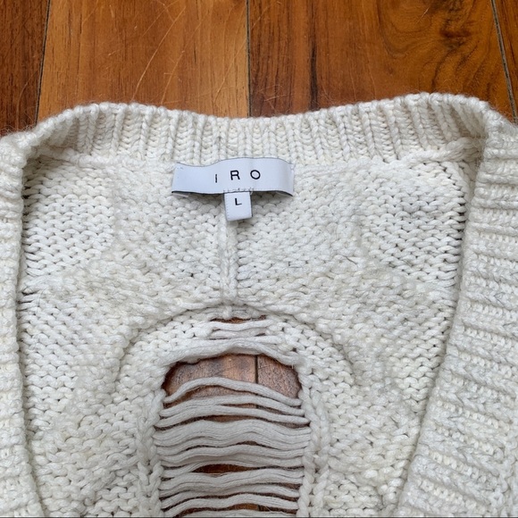 IRO Fighla Distressed Sweater White Alpaca, Wool Blend L - Picture 12 of 14
